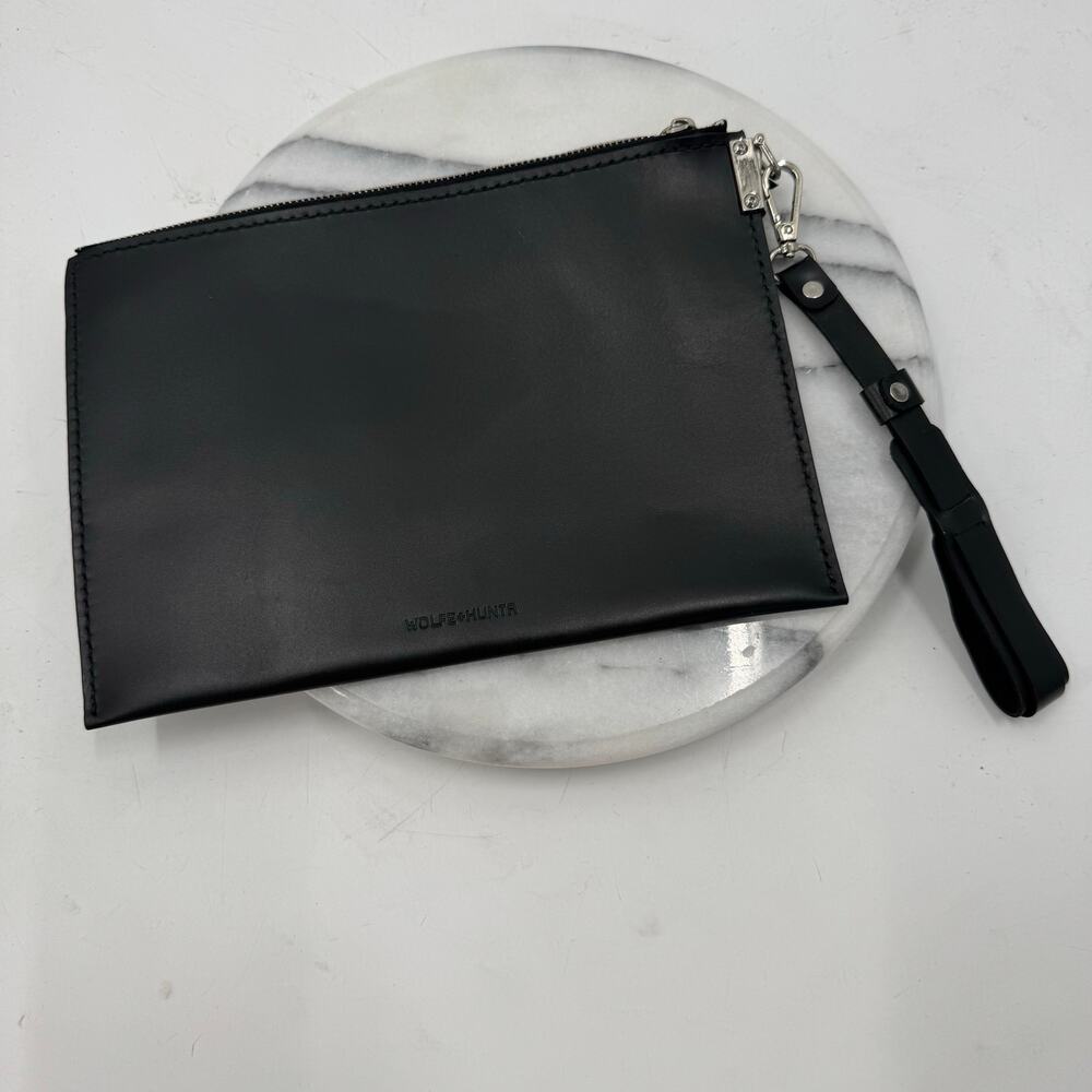 Wolfe+Huntr Black leather Wristlet